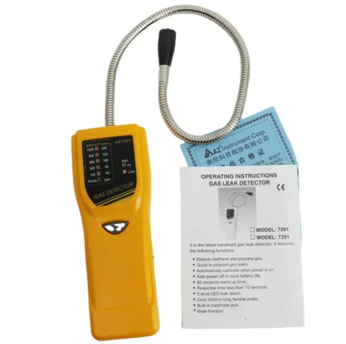 AZ7201 High Quality Handheld Type Combustible Gas Leak Detector Checking Methane and Propane Gas Leakage Meter