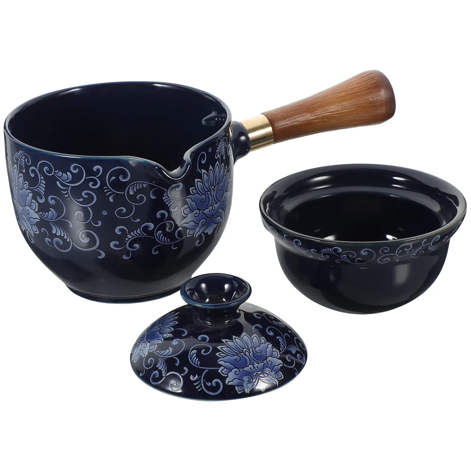 

Rotating Side Handle Teapot Ceramic Kettle 360 Degree Design Teng Travel Tea Brewing Heat Resistant Kitchen Bar Use