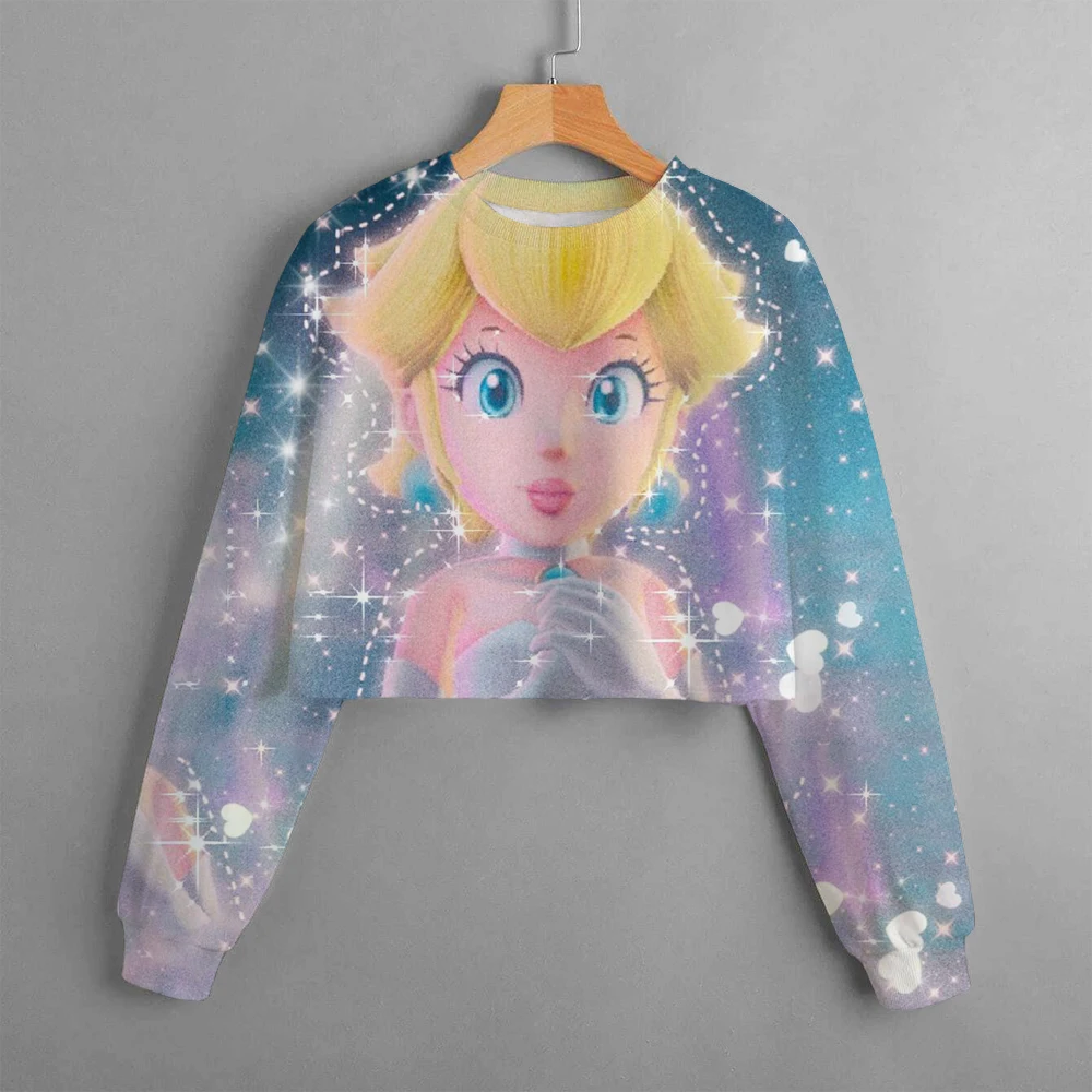 Super Marios and Princess Peach Cropped Hoodie Kids felpa con cappuccio autunno Fashion Girl felpa con cappuccio Girl 4-14 anni