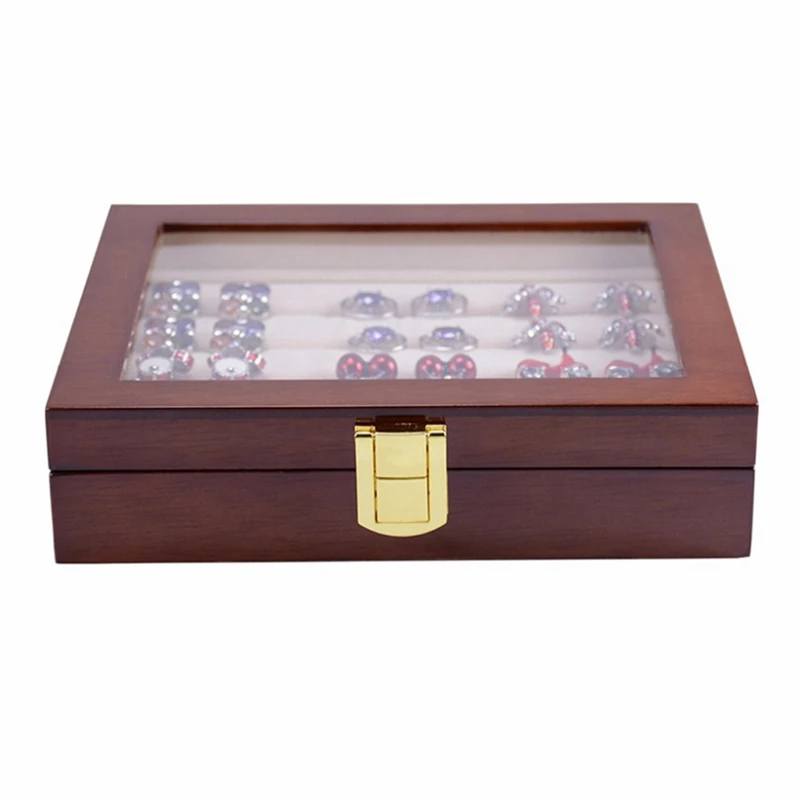 1 PCS Glass Cufflinks Box For Men Painted Wooden Collection Display Box Storage 12Pairs Capacity Jewelry Display Box