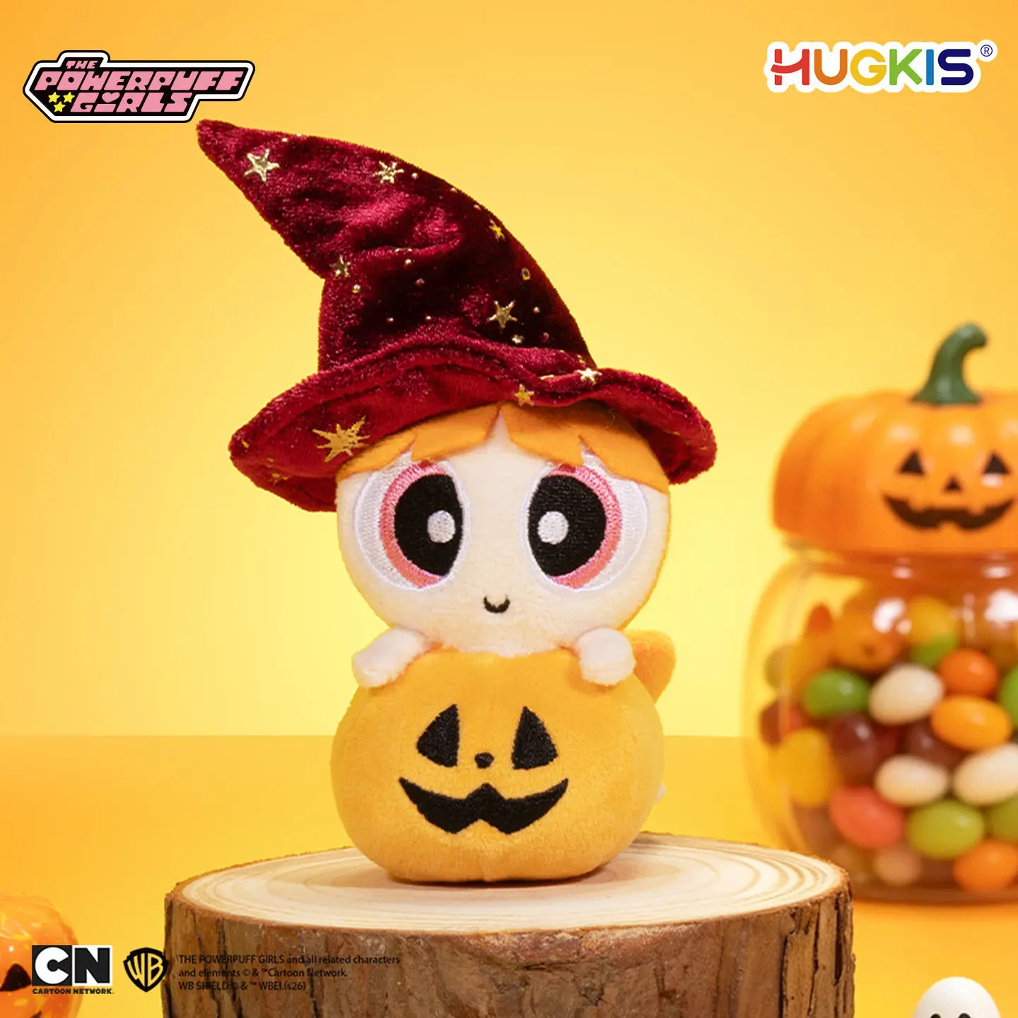 The Powerpuff Girls Halloween Pumpkin Style Plush Figure Doll Pendant Keychain Desktop Decoration Bag Charm Festival Toys Gifts