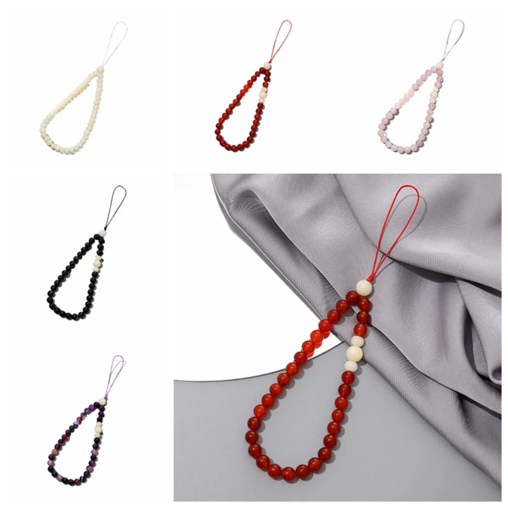 

Hanging Rope Wrist Strap Beaded Phone Chain Chinese Style Bodhi Cellphone Lanyard Handmade Agate Mobile Phone Strap Girls Women