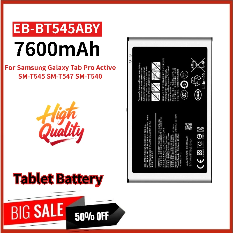 

100% новый сменный аккумулятор для планшета EB-BT545ABY 3,8 В 28,88 Втч 7600 мАч для Samsung Galaxy Tab Pro Active SM-T545/T547/T540