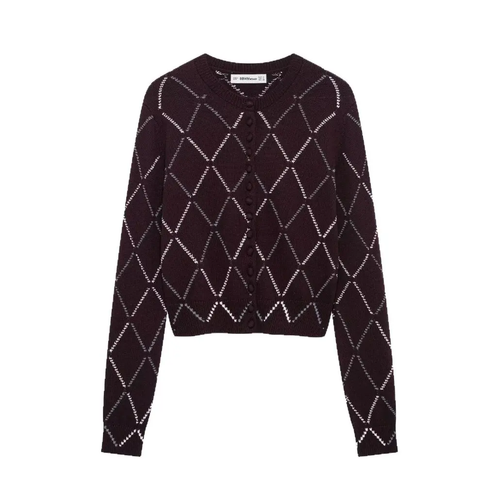 

Women's Diamond Casual Knitted Cardigan Sweater Spring European American Style Street Fashion by Wholesale
