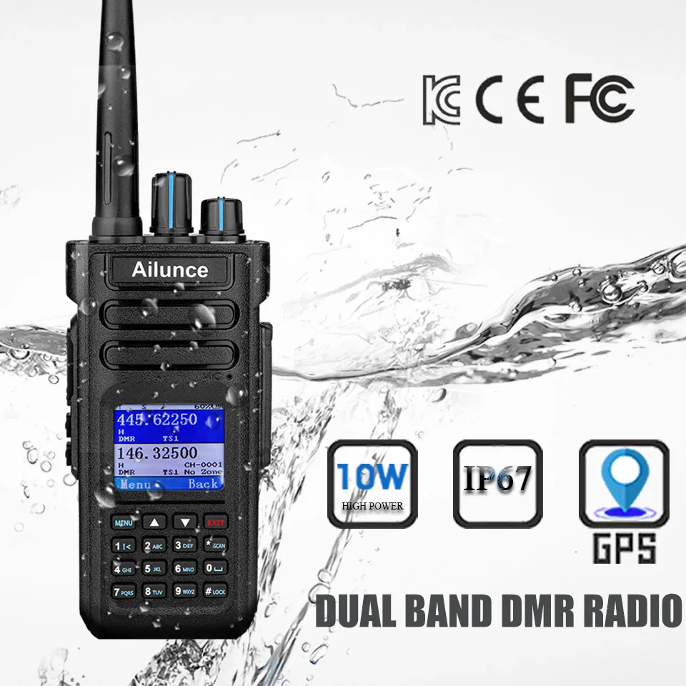 Chienda-walkie-talkie digital de doble banda, radio bidireccional, resistente al agua IP67, 10W, DMR, GPS, HD1