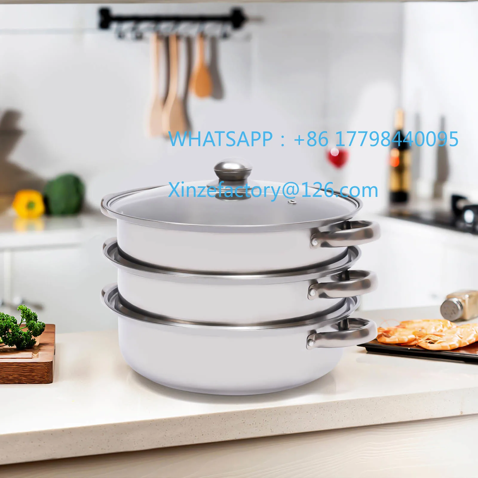 

Настраиваемые 11 дюймов, 3-уровневые большие наборы кастрюль для пароварки из нержавеющей стали со стеклянной крышкой