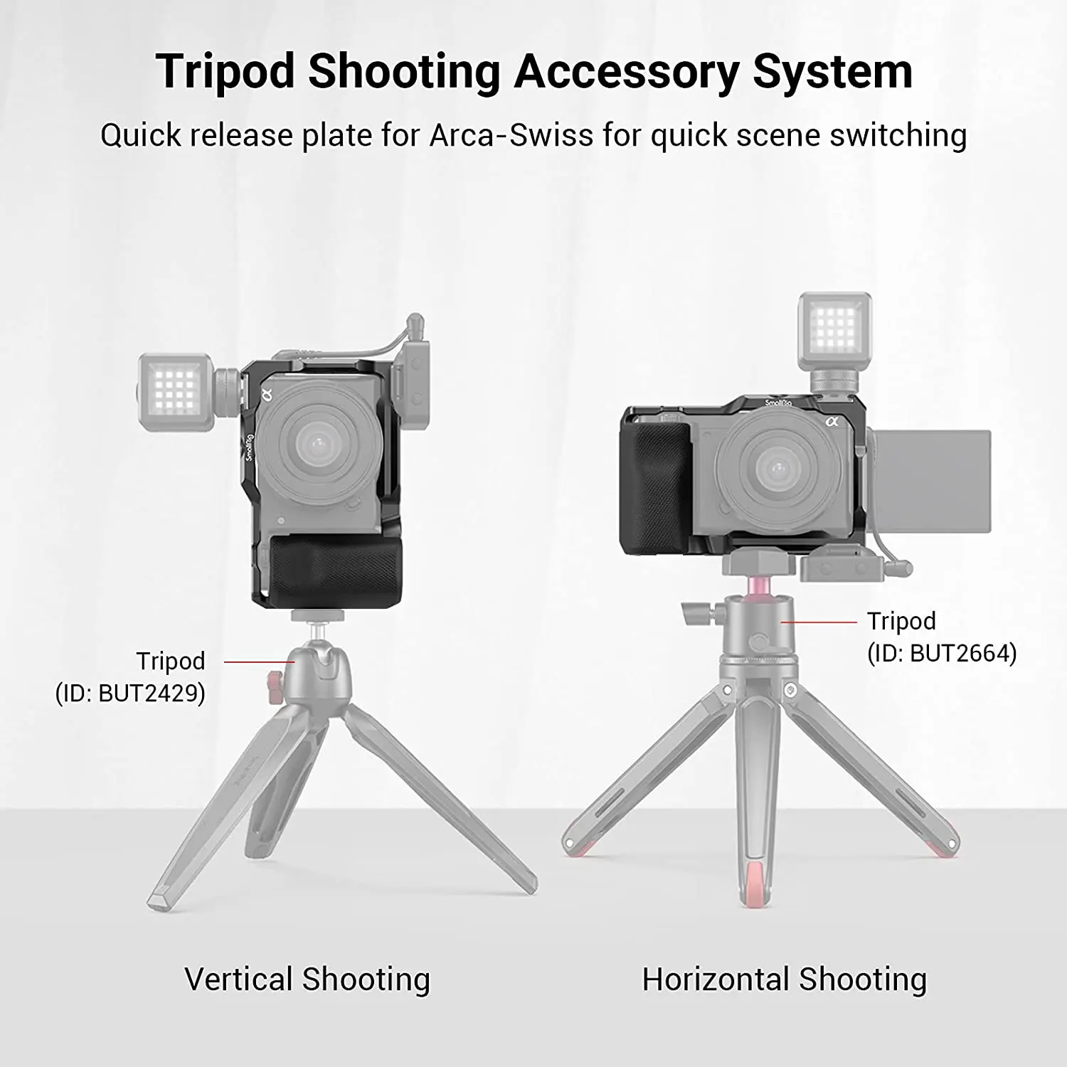 Jaula de cámara SmallRig para Sony ZV-E10, Kit de jaula de pájaros de mano con mango de jaula de silicona y placa de liberación rápida Arca para