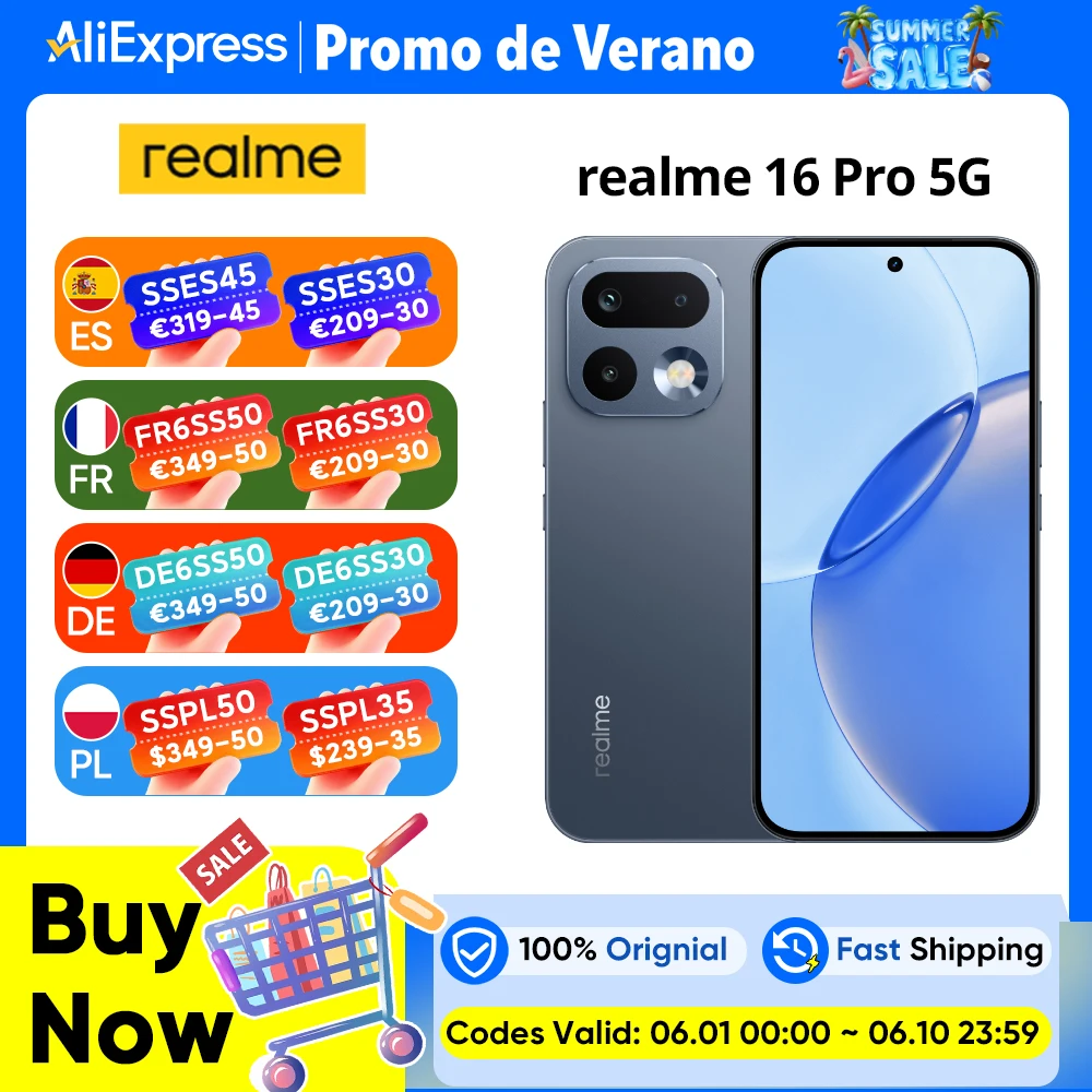 Nuevo lanzamiento: Versión UE del smartphone realme 16 Pro 5G, con cámara LumaColor de 200 MP, pantalla AMOLED de 6500 nits, batería de 6500 mAh y carga de 45 W