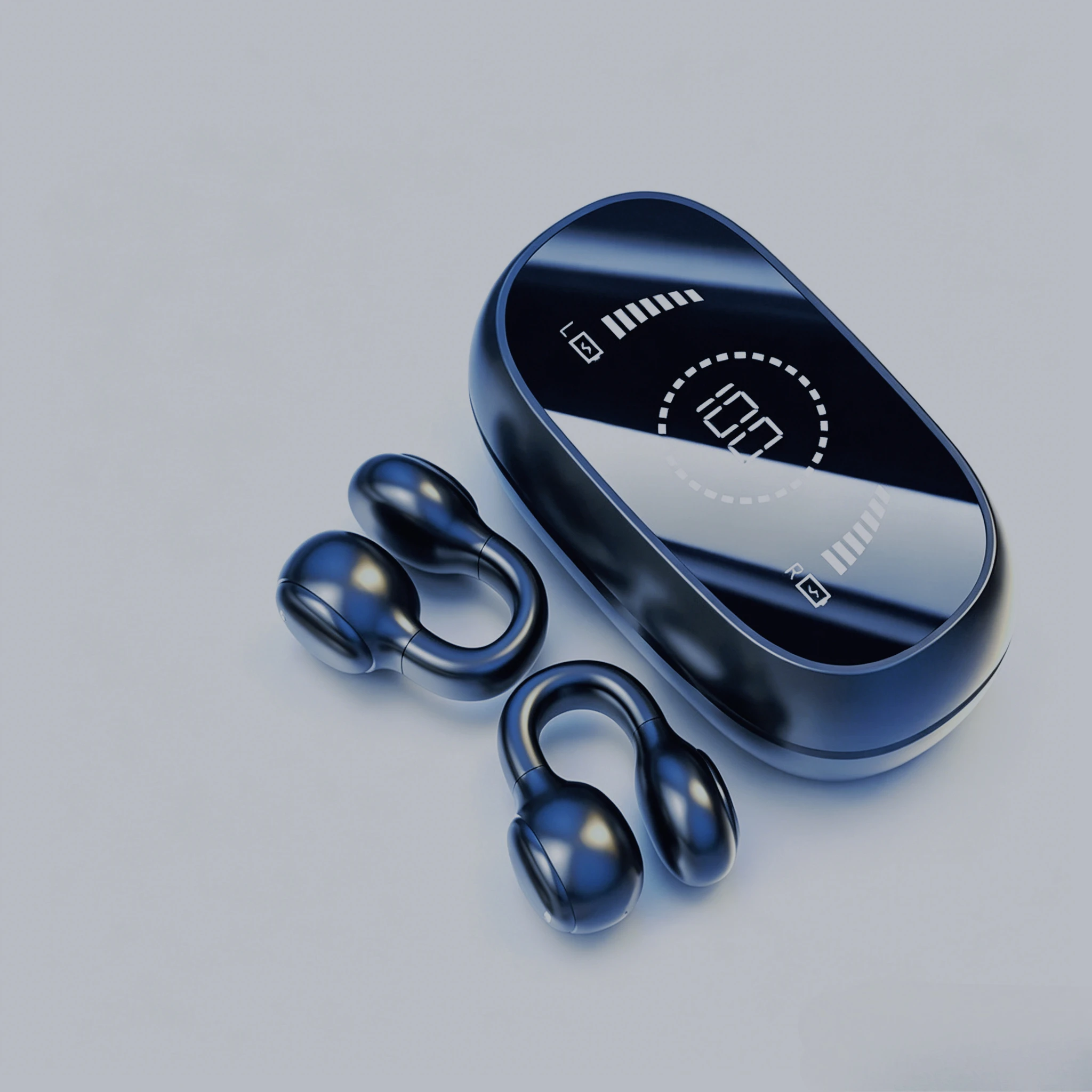 Bluetooth Bone Conduction Sports Headphones TWS Wireless Stereo Earbuds with ANC Mic for Running Cycling and Game Play