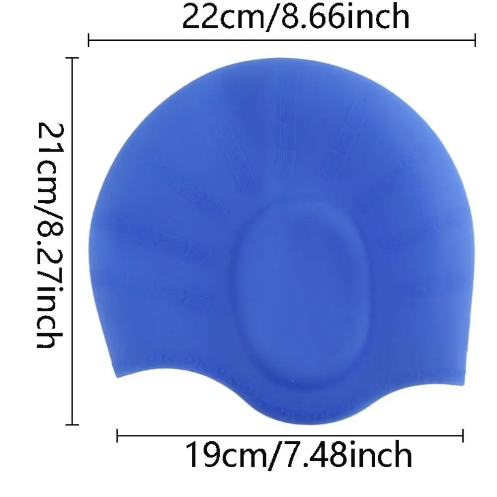 Gorros de natación cómodos de silicona de alta elasticidad, gorro de baño grande Unisex con protección para los oídos, mantiene el cabello seco, protege las orejas, gorros de buceo para hombres