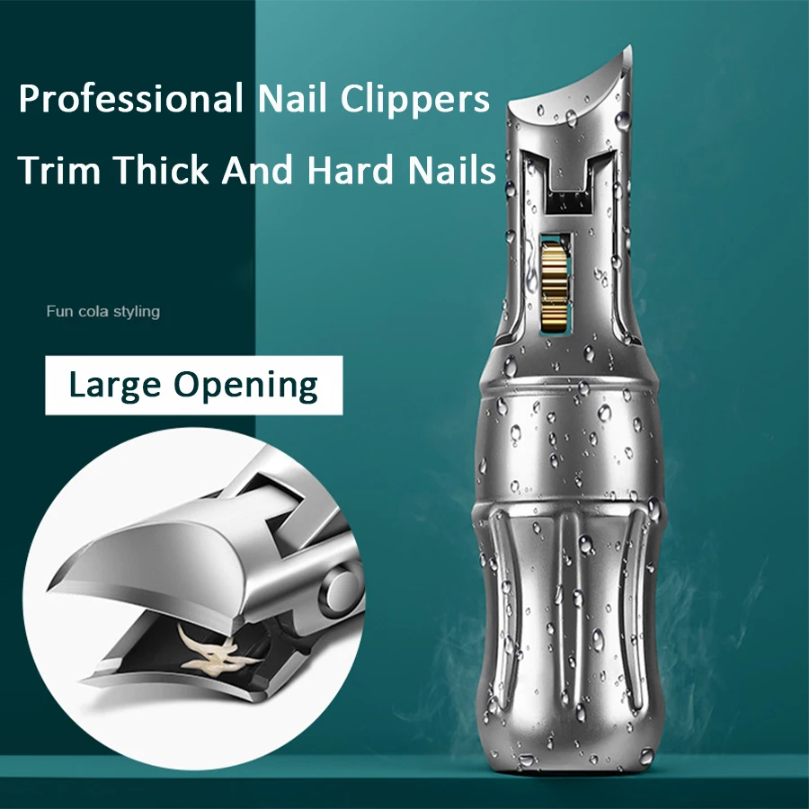 Cola Shaped Nail Clippers Professional Fingernail Clipper Cutters Oblique Blade Trim Thick And Hard Nails Wide Jaw For Adult