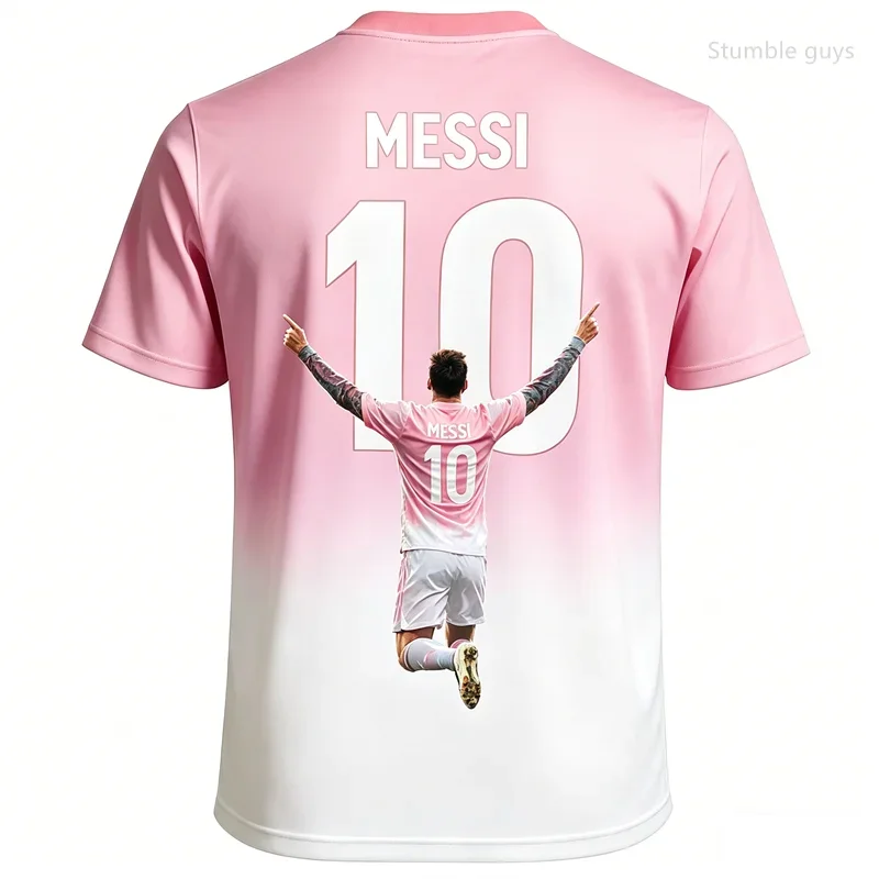Herren Mode Sommer Messi 10 Fußball Kurzarm T-Shirt Übergroße Streetwear Sportbekleidung Oberteile Kinderkleidung Jungen