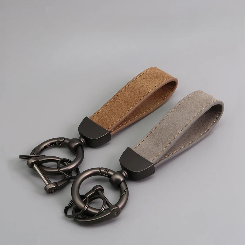 Laser Engrave Suede Car Key Chain Custom Logo Leather Keychain for Men and Women Retro Vintage Personalize Company Name Keyring
