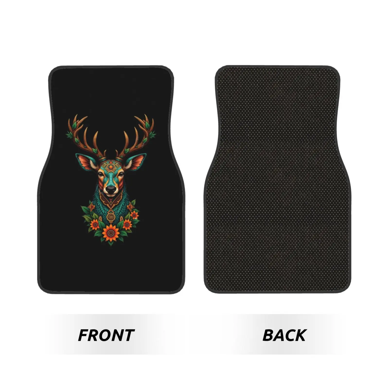 Forest and Deer Pattern Print Car Floor Mats Non-Slip Carpets Rugs Front Rear Car Foot Mats Set of 4 Pcs Auto Accessories Decor - view 3
