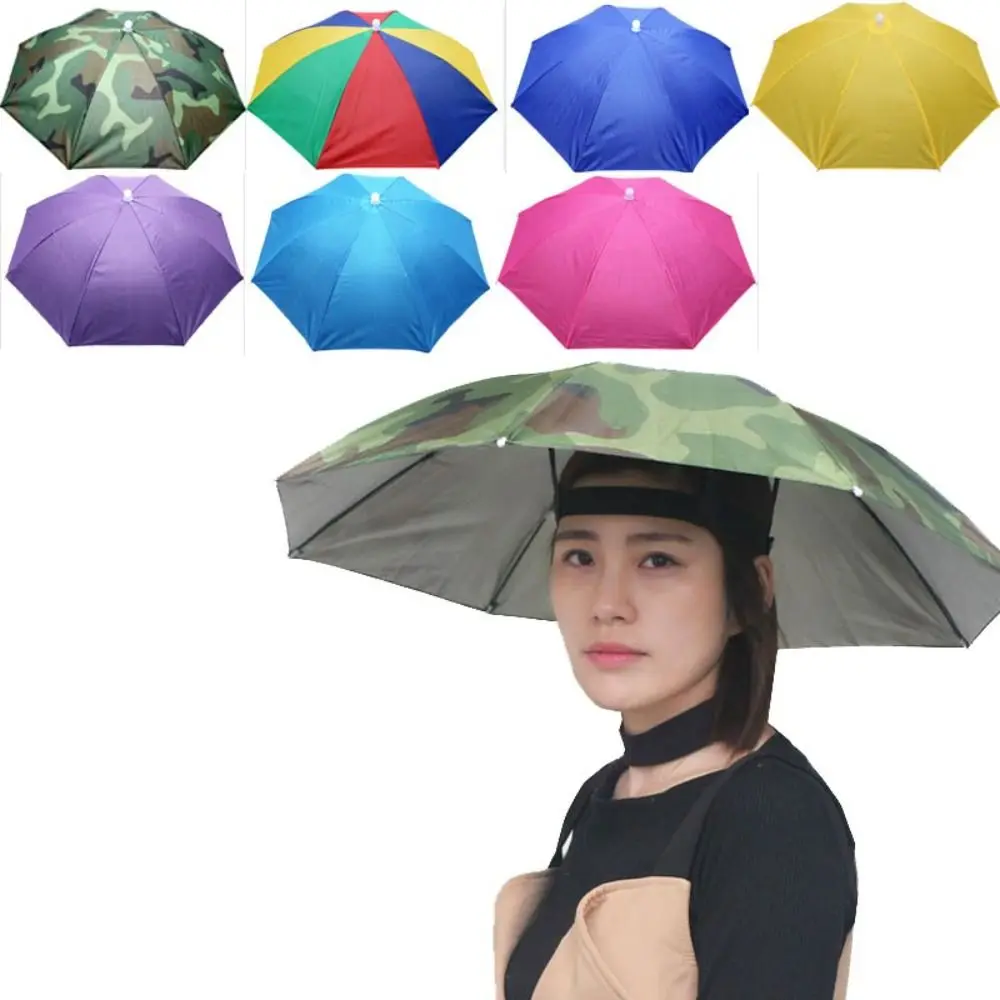 Umbrella Hat Windproof Fishing Head Wearing Sunshade Rain Gear Outdoor Folding Portable Umbrella Camping Beach Head Hats