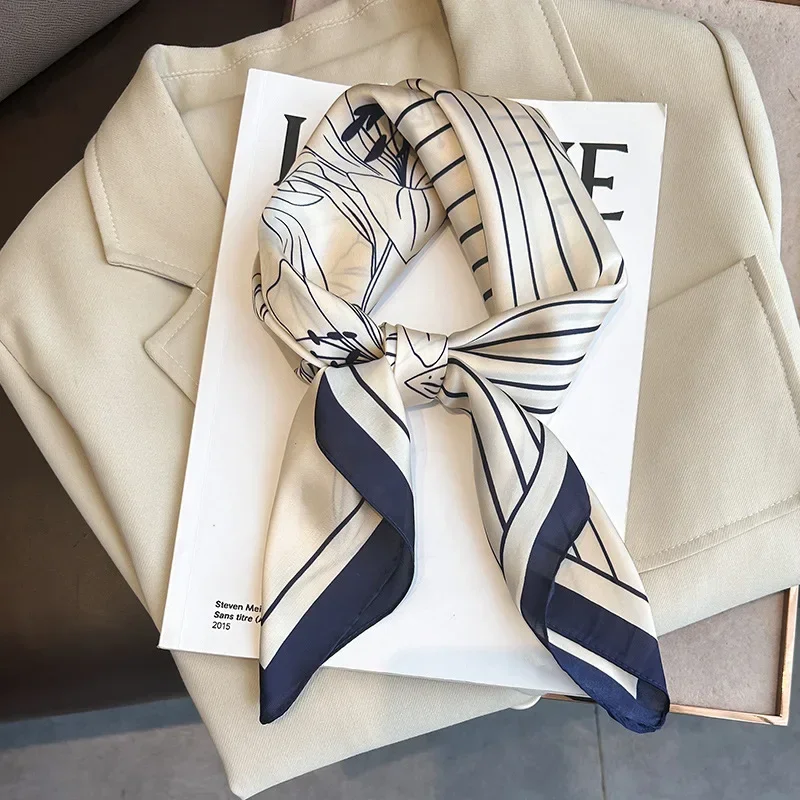 New 2025 Spring Summer Small Square Scarf Women Professional Decoarte Hair Band Scarf Outdoor Soft Wrap for Lady Autumn Winter