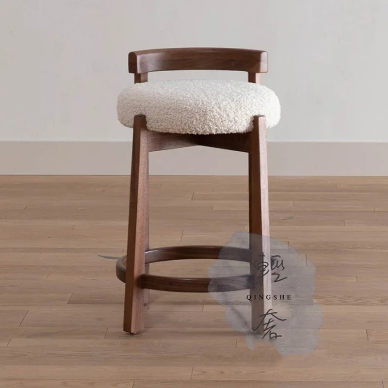 

Роскошный барный стул из цельного дерева шерпа, современный минималистичный стул для дома, паба, стойка регистрации, высокий стул, теплая мебель