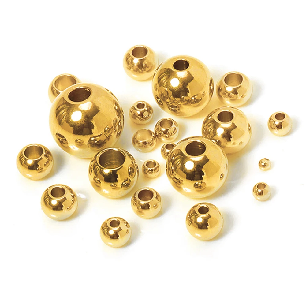 100 sztuk 2-8mm stal nierdzewna złoty kolor koraliki dystansowe urok luźny koralik DIY bransoletki naszyjnik koraliki do tworzenia biżuterii Charms — zdjęcie 5