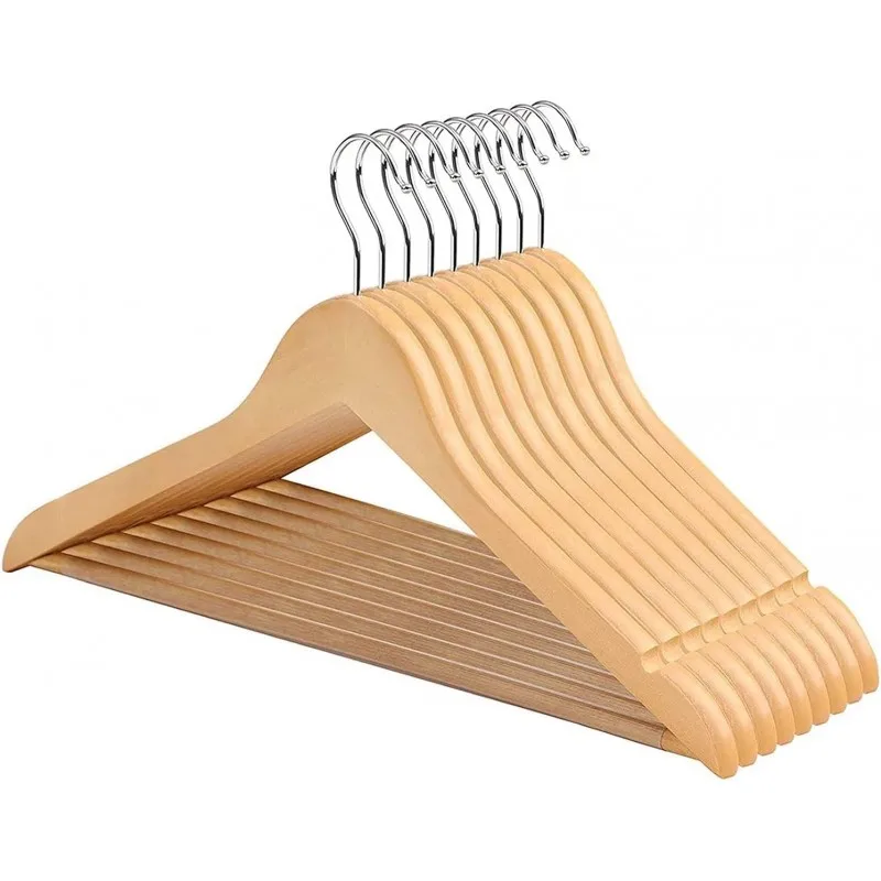 EURASIA store®Solid wood clothes hangers-9 PCs Pack-smooth finish and varnished