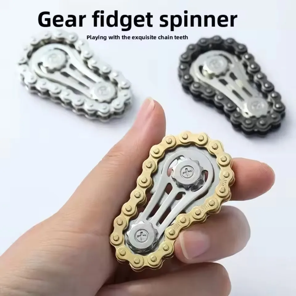 Piñones de Metal volante dedo Gyro Fidget Spinner antiestrés ansiedad bicicleta cadenas EDC Spinner Fidget juguetes para regalos de cumpleaños
