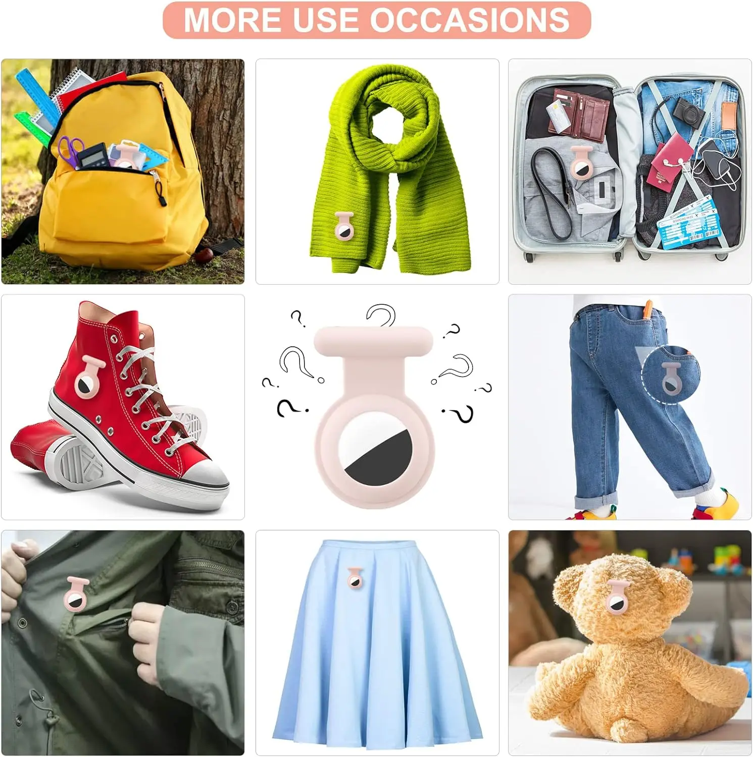 Support AirTag pour enfants, tout-petits, enfants, support d'étiquette d'air caché avec épingle de sécurité pour vêtements, clip AirTag compatible avec le traceur GPS Apple AirTag