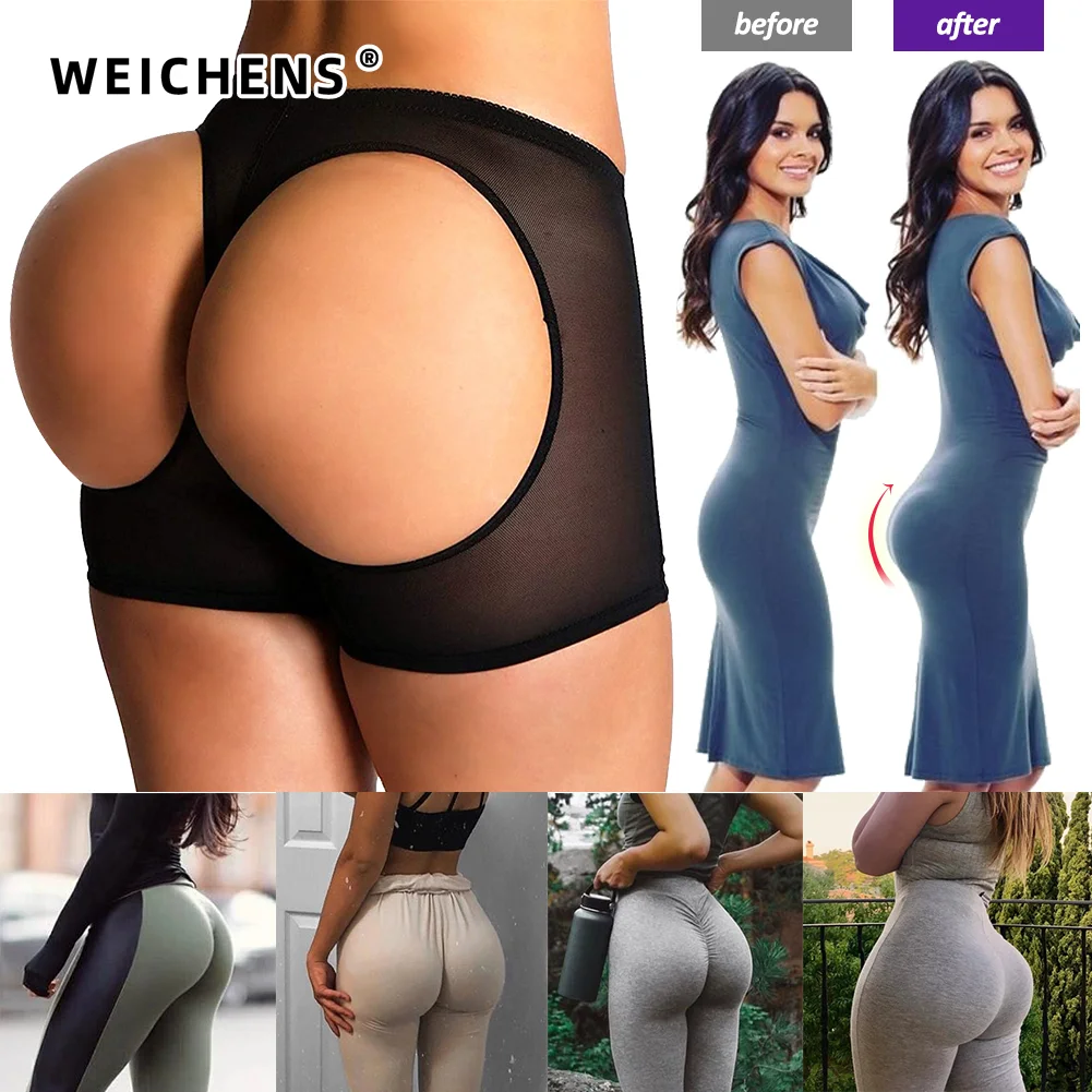 WEICHENS Womens Booty Lifting Shapewear Butt Lifter Padded Lace Panties Seamless Hip Enahncer Body Shaper Boyshort Underwear