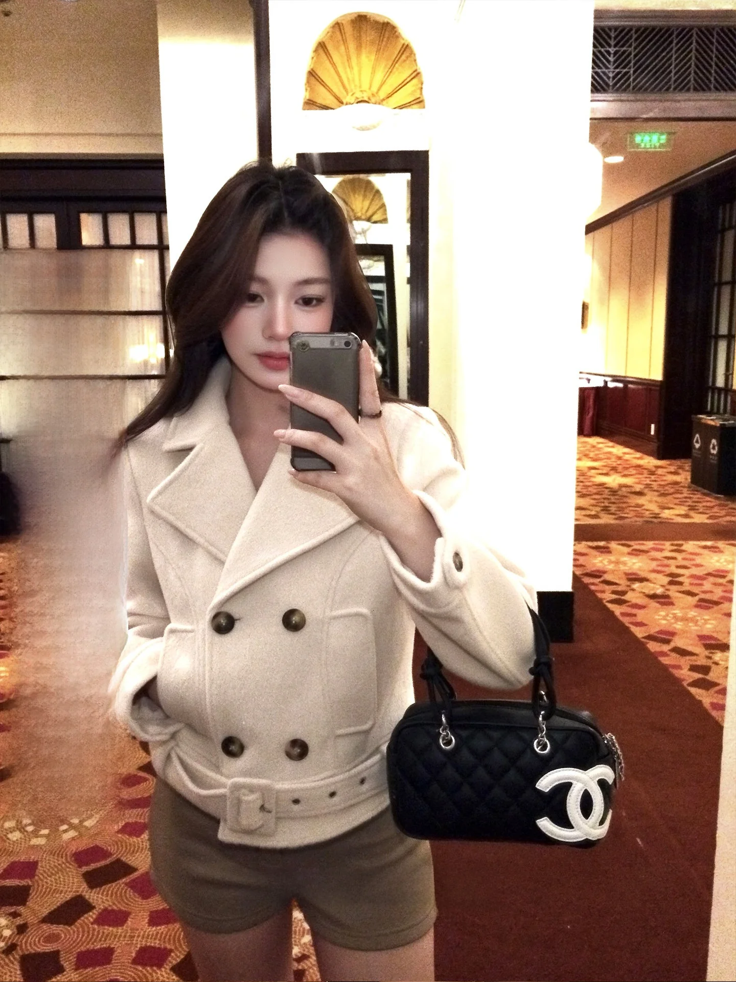 

ort Woolen Coat Fem Double-breasted Stand Collar Autumn Winter Faion Korean Sle Thiened Long Sve Pure Color