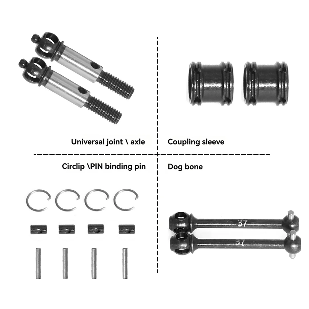 WDMG 2단계 Cvd 키트 Tt02 Xv01 Xv02 Rc 자동차 업그레이드 부품 37mm용 범용 조인트 3스틱 키트