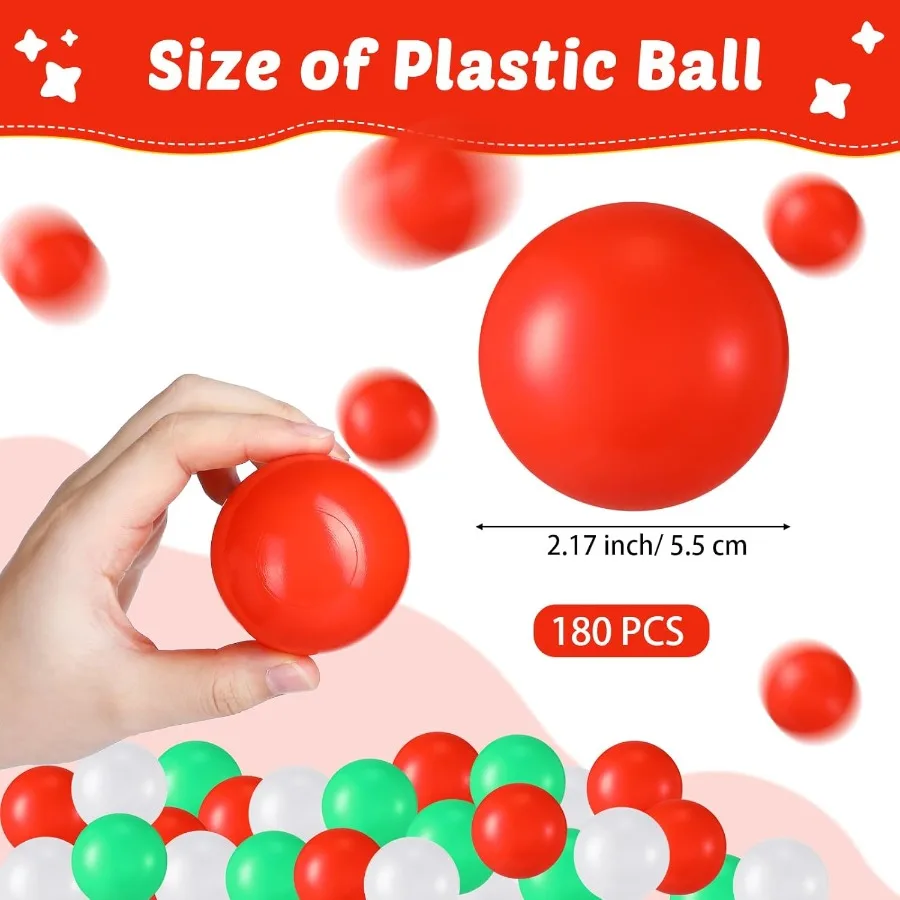 幼児用ソフトプラスチックボール180個、耐圧オーシャンボール、フォトブースの小道具、プレイテント、スイミングプールパーティー用に再利用可能
