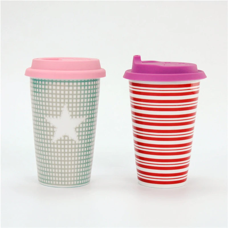 

Creative Color Custom 300ml Ceramic Glass With Silicone Lid, Office Women's Cup, Home Tea Cup