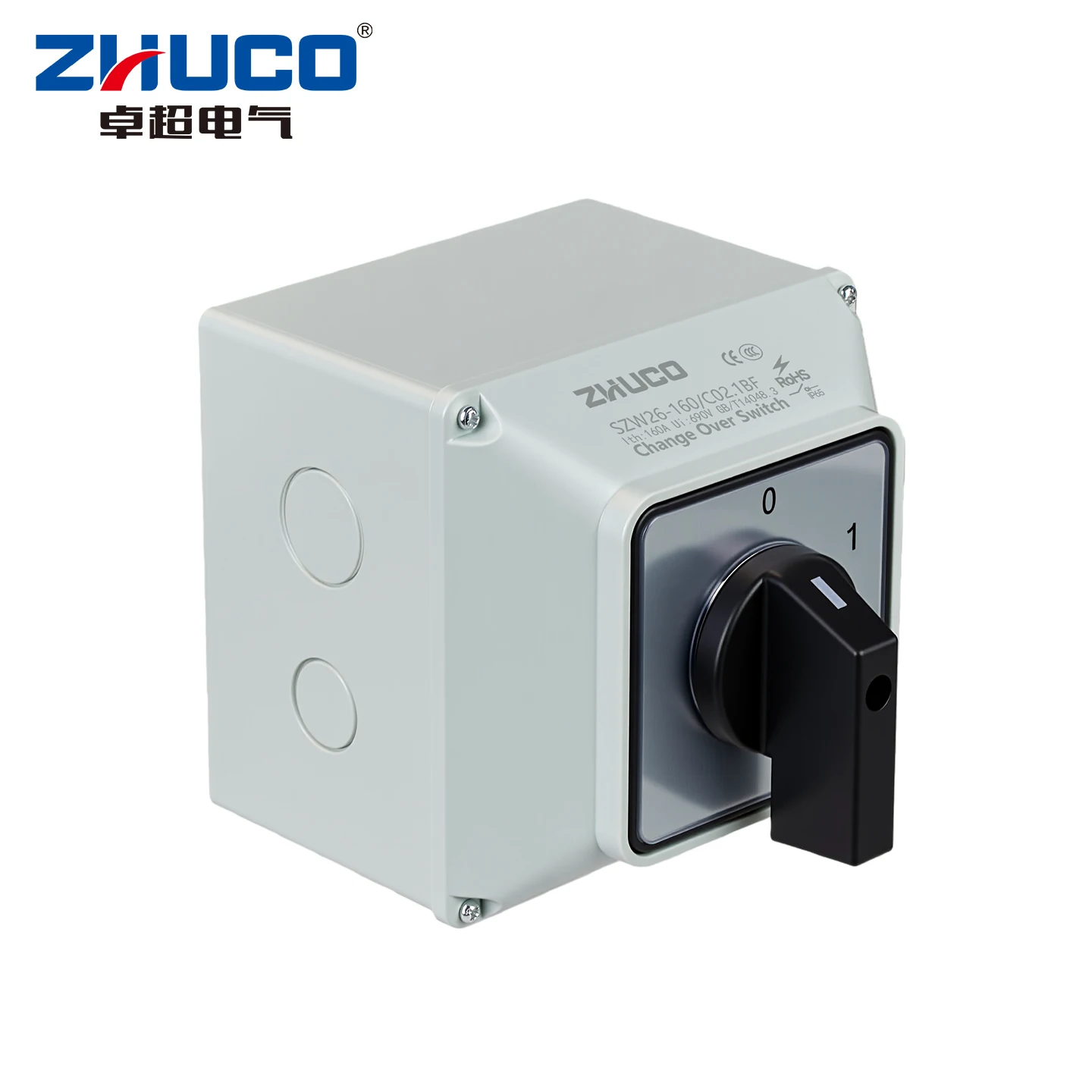 ZHUCO SZW26-160 Series 160A 690V 1 Positions 4 Cam Universal Rotary Changeover Switch With Exterior Box