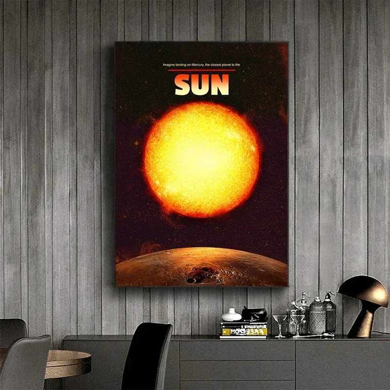 Solar System poster Sun Saturn Moon Astronomer Canvas printing poster wall art decorative painting For Home Room Art Decoration