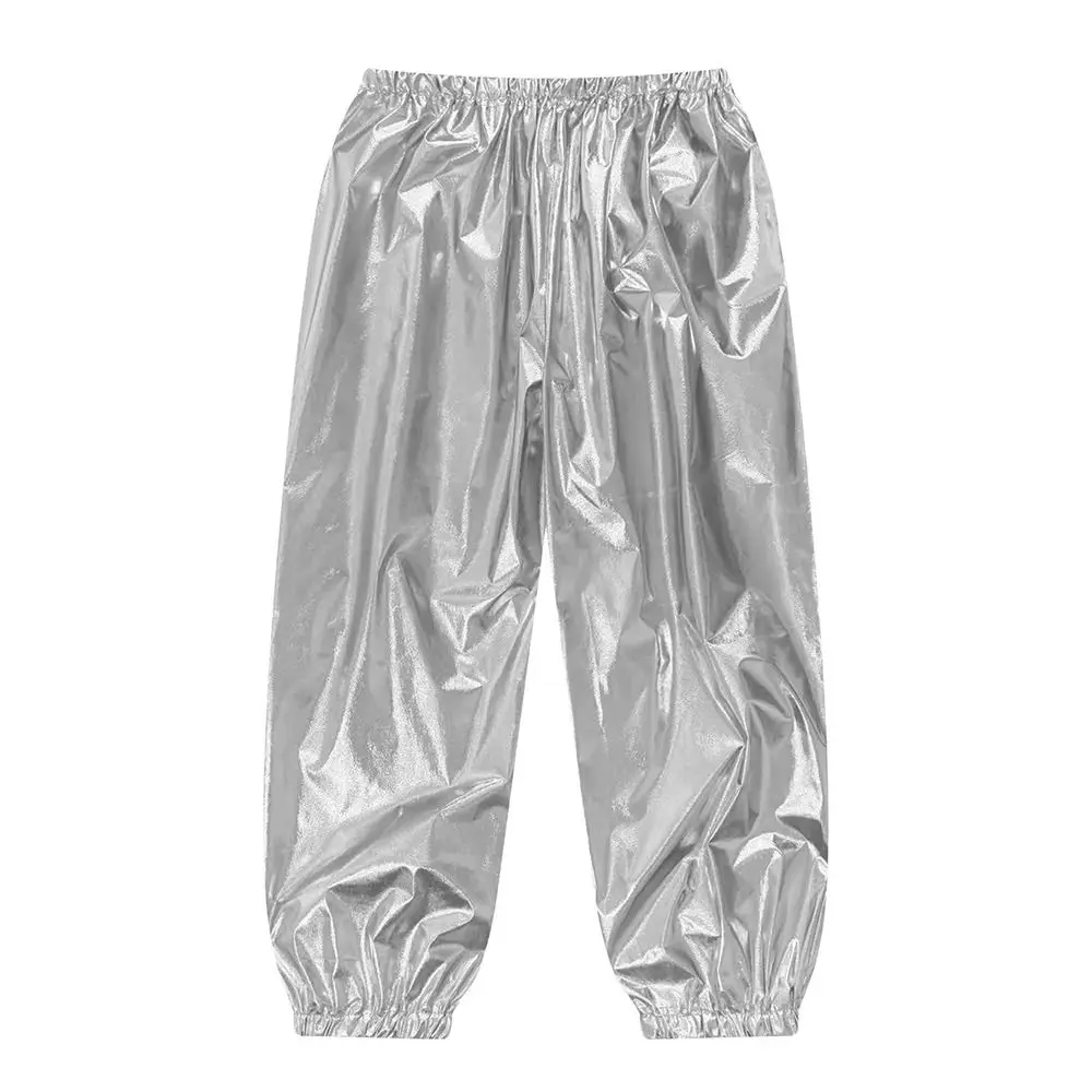 

Fashion Metallic Dance Pants Shiny Harem Trousers Street Dance Trousers Stretchy Unisex Dancewear Hip Hop Pants Boys Girls