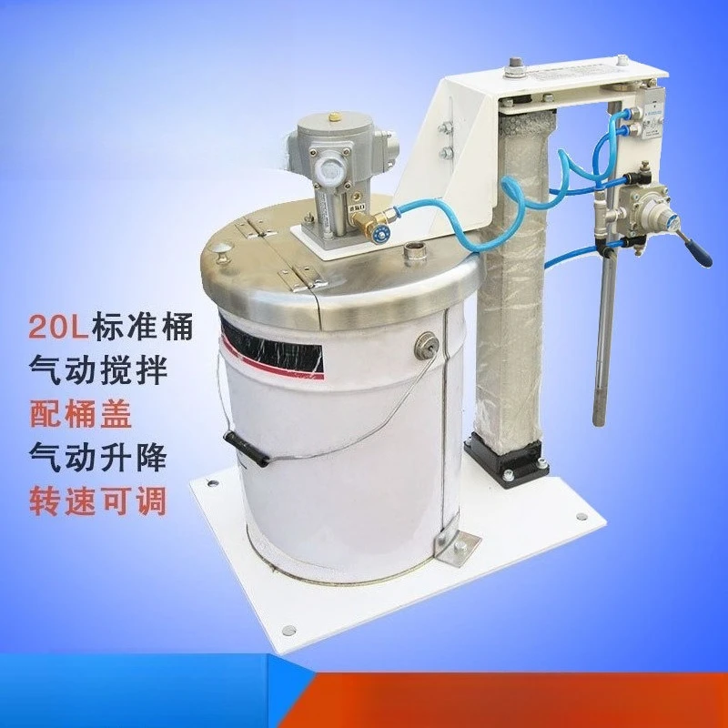Pneumatic mixer, lift type, mixing 5 gallon pneumatic mixer