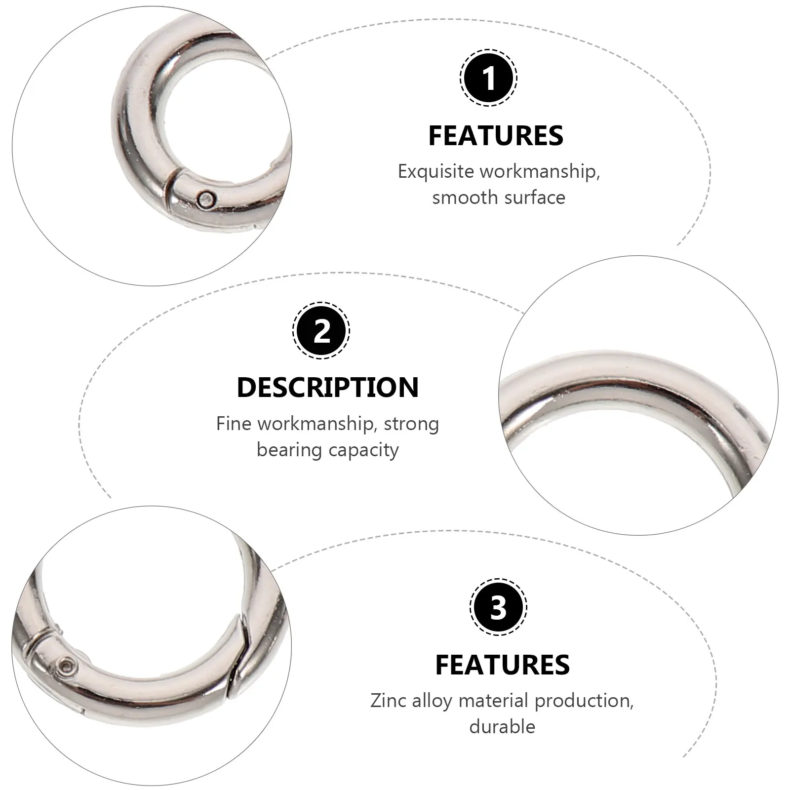 

20pcs Zinc Alloy Snap Hooks Lightweight Spring O Shape Rings Keychain Sets Multi Purpose Circle Clips For Backpack Handbag