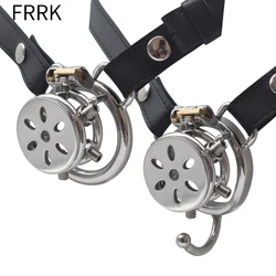 FRRK Spiked Chastity Belt with Flat Cock Cage for Couple Brutal BDSM Stimulate Hex Lock Penis Rings Adults Men Sex Toys Shop 정조대