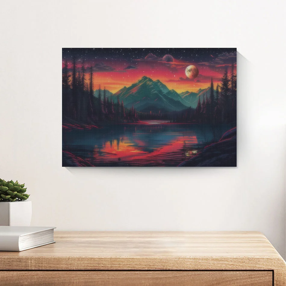 RUOPOTY 5d Diamond Painting City Landscape kit mosaico punto croce set completi Mountain Sunset Diamond ricamo Wall Decor