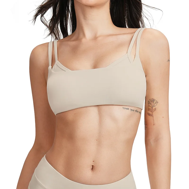 Ningyu Sexy Double Shoulder Straps Women Yoga Vest with Chest Cushion Slim Shoulder Straps Sports Yoga Bra Fitness Sports Under