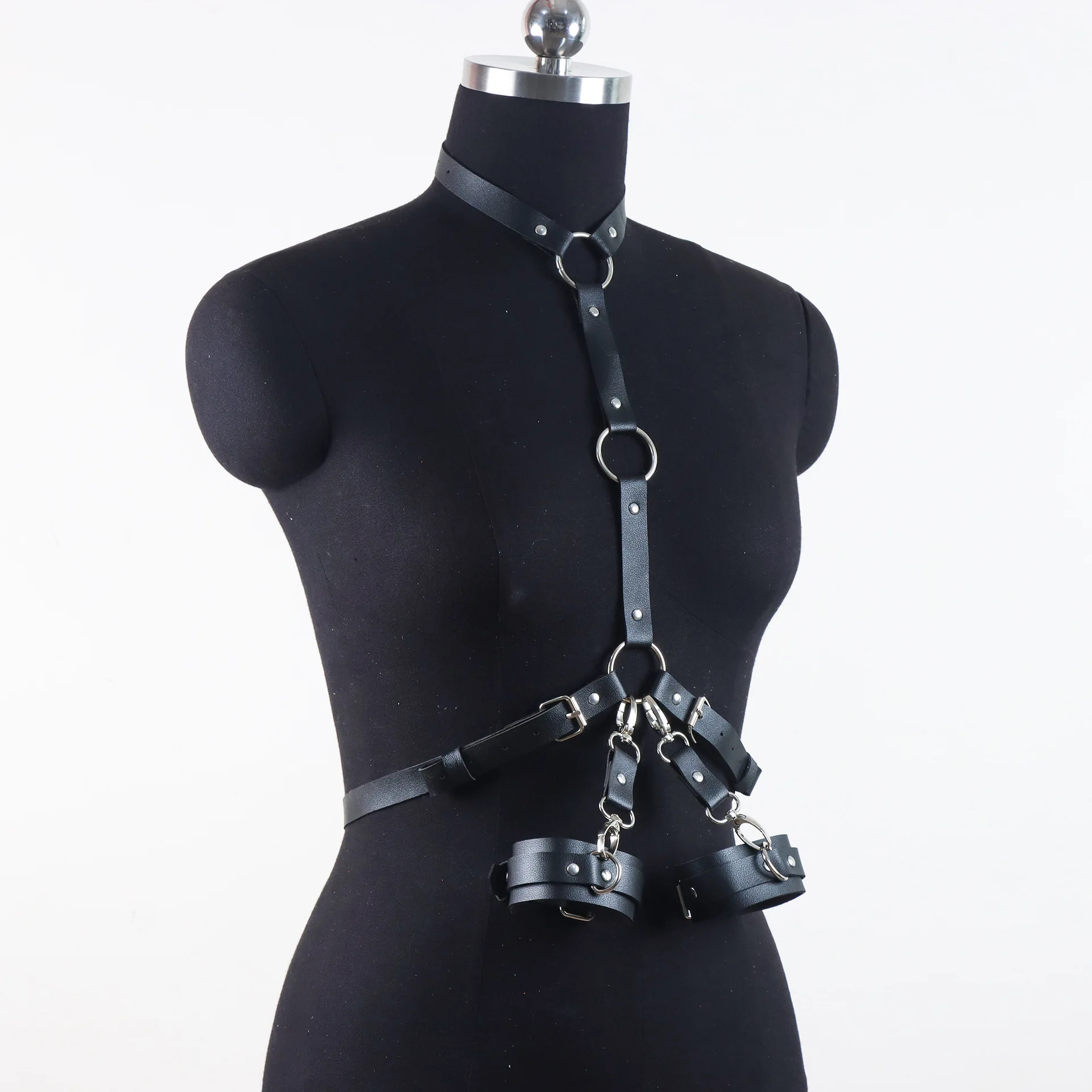 Adult Products Leather Alternative Toys Female Reverse Back Handcuffs Bundled Discipline Bondage SM Sex Collar Exotic Accessory