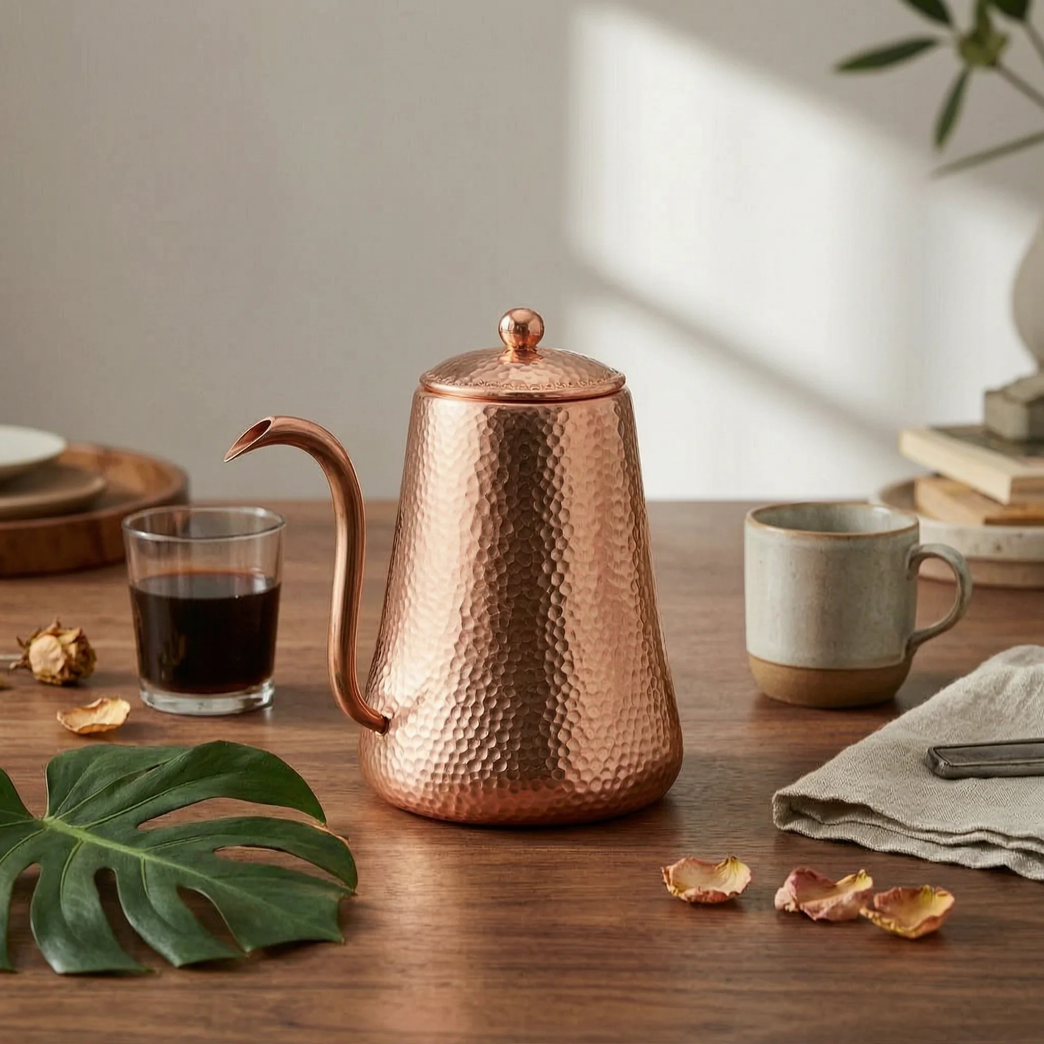 

Gooseneck Coffee Pot Handmade Copper Coffee Pot Kitchenware Long Spout Flared Base