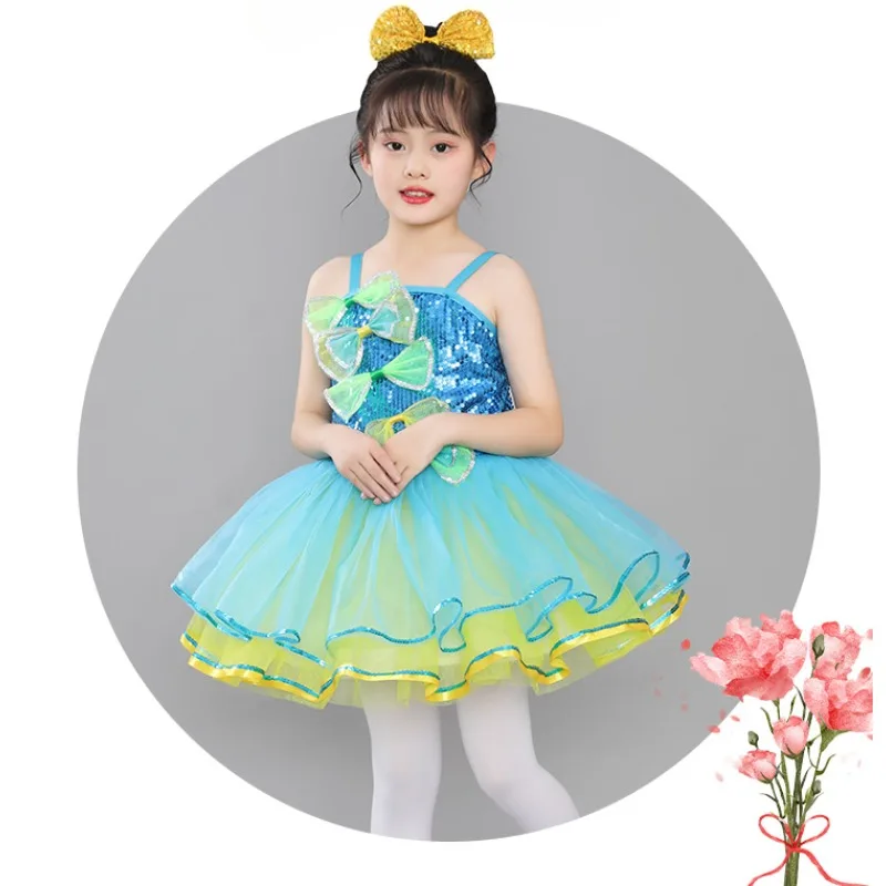 

Children's performance attire for June 1st, fluffy dress, sequined princess dress, sparkling