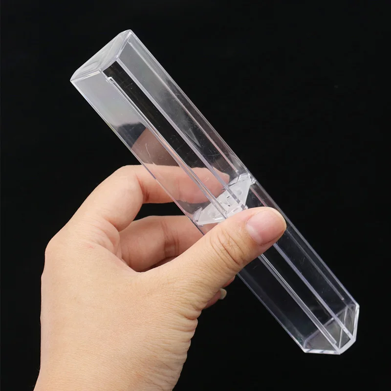 Plastic Cylinder Hexagonal Pen Box Transparent Acrylic Tweezers Storage Case