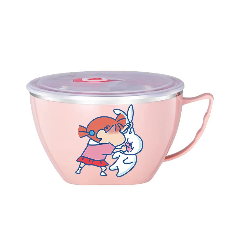 Crayon Shin-chan Noodle Bowl Large Capacity Stainless Steel Bowl Double-layer Heat Protection Instant Food Storage Container New view 4