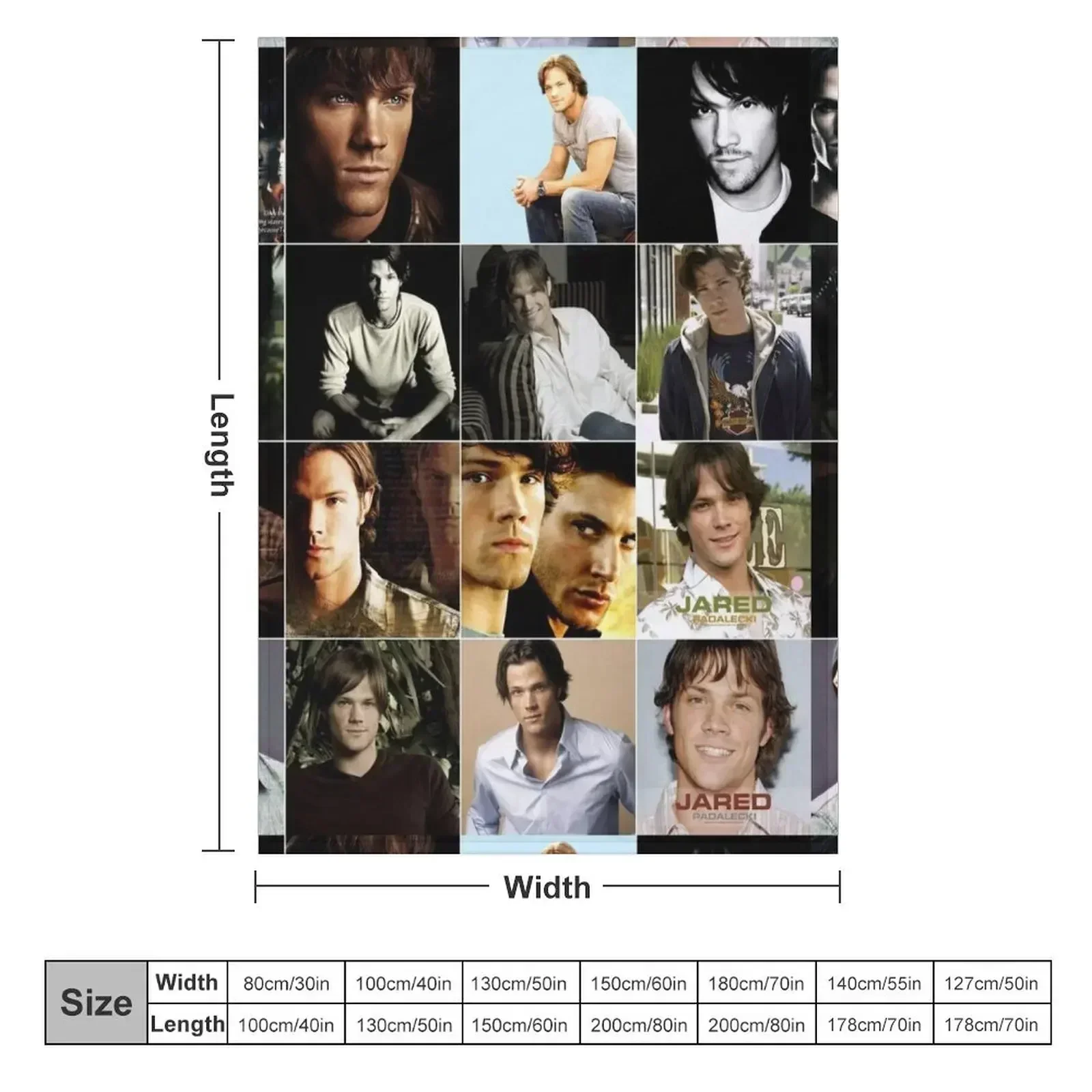 Jared Padalecki American actor Mix Version Ultimate Mural / Collage Edit Fan Art - 1 Throw Blanket Beach warm winter Blankets