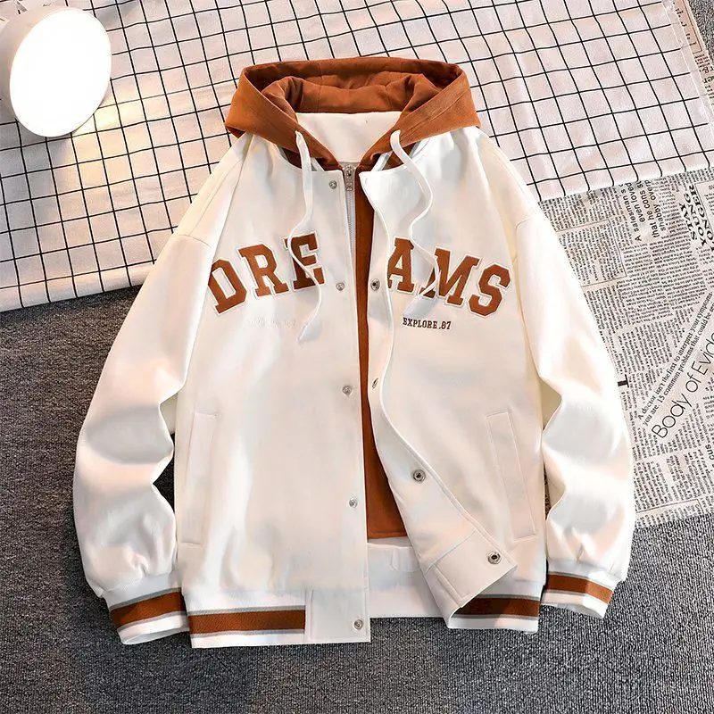 

Fashion Fake Two-piece Hoodies Women Autumn Winter Trendy Hooded Jackets Loose Casual Hooded Baseball Suit Streetwear Y2k Coats