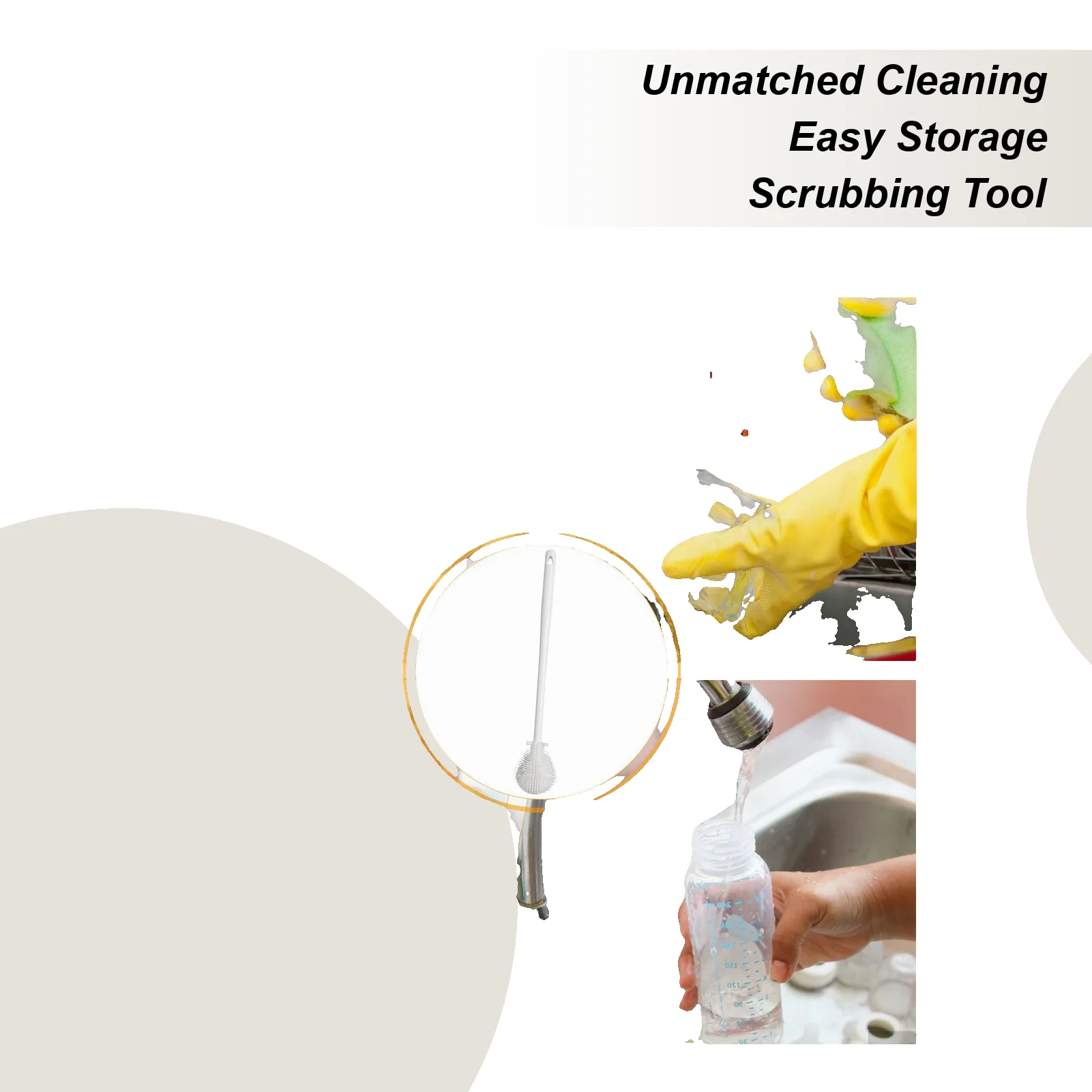 

Long Handle Bottle Scrubber Brush Hangable Bottle Cleaner Brush Silicone Milk Bottle Cup Glass Brush for Cups Narrow Neck