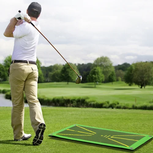 Matras golf, matras latihan arah pelacakan bola yang bagus, matras latihan lintasan ayunan golf, perlengkapan latihan, matras ayun/matras golf