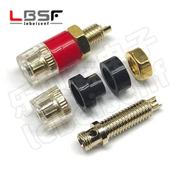 2pcs/1pairs Pure copper gold-plated trumpet crystal terminal power amplifier speaker terminal banana plug socket