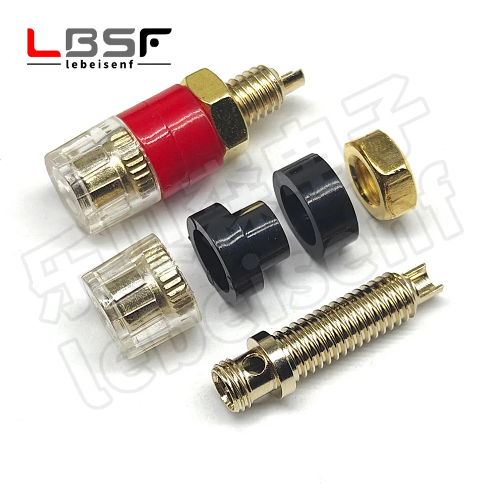 2pcs/1pairs Pure copper gold-plated trumpet crystal terminal power amplifier speaker terminal banana plug socket