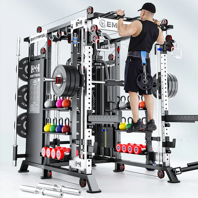 Gantry Fitness Equipment Commercial Smith Machine Comprehensive Trainer Household Multifunctional Bird Squat Bench Press Rack